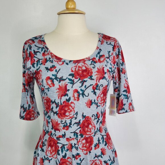 LuLaRoe Abstract Floral Fit & Flare Nicole Dress NEW NWT Size L - Picture 2 of 12